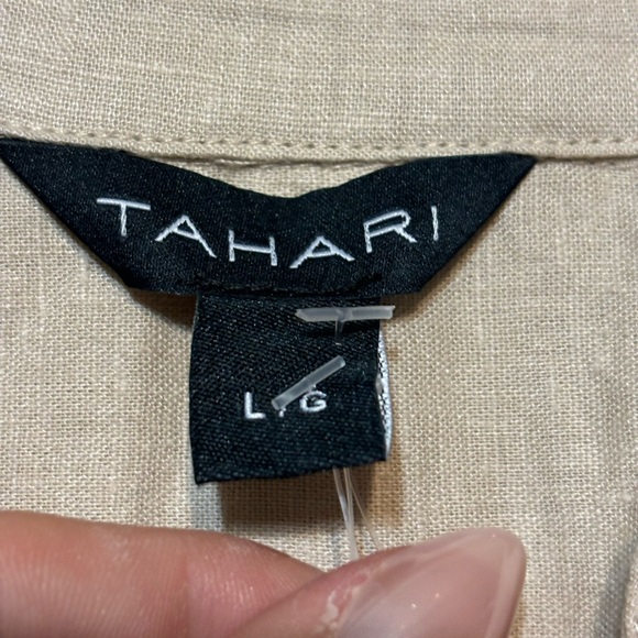 TAHARI Linen Blend Tunic Shirt - Picture 4 of 6